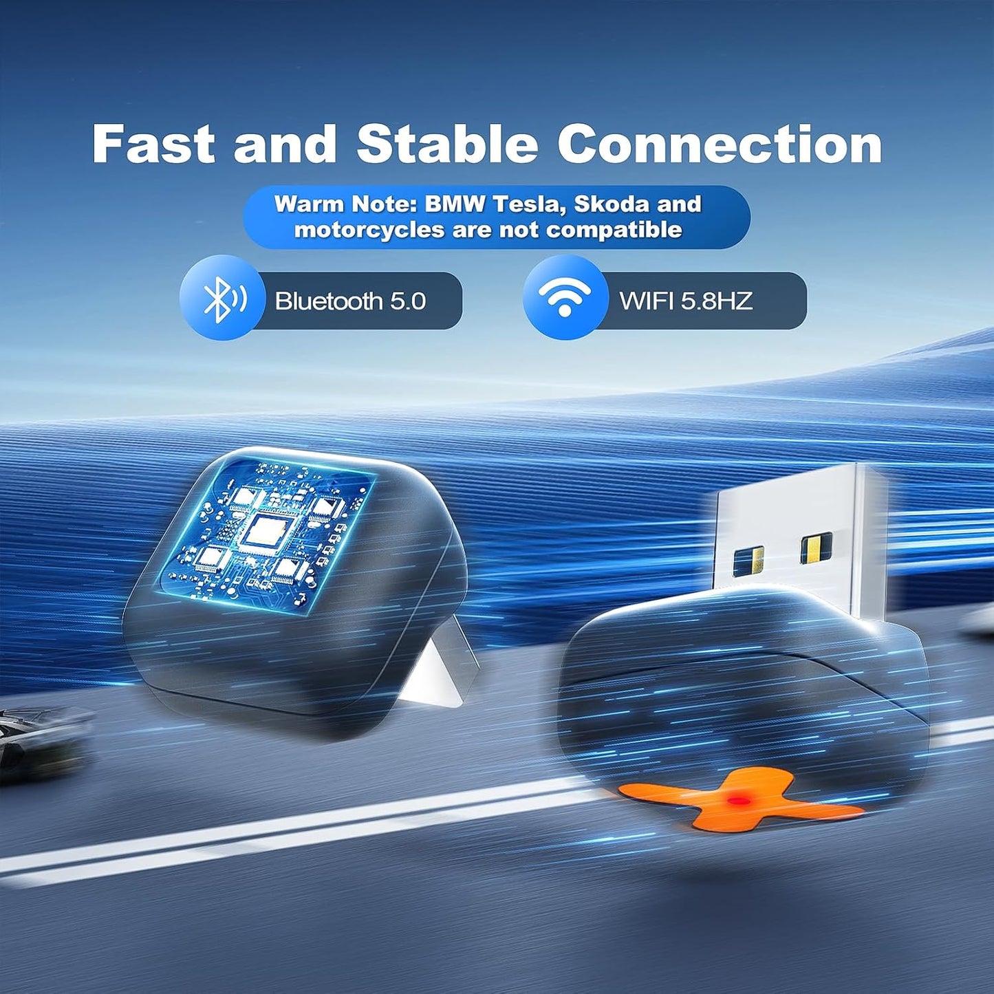 2 in 1 Wireless CarPlay Adaptor & Android Auto Adaptor for iPhone/Android, 2025 Mini Portable Car Dongle for Cars with OEM Wired CarPlay/AA from 2016, Stable Car Control & No Delay