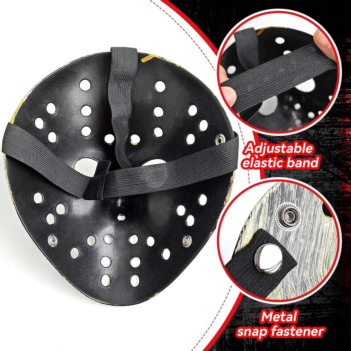 HWQVA Scary Halloween Mask for Adults, Hockey Mask,Slasher killer Costume Prop