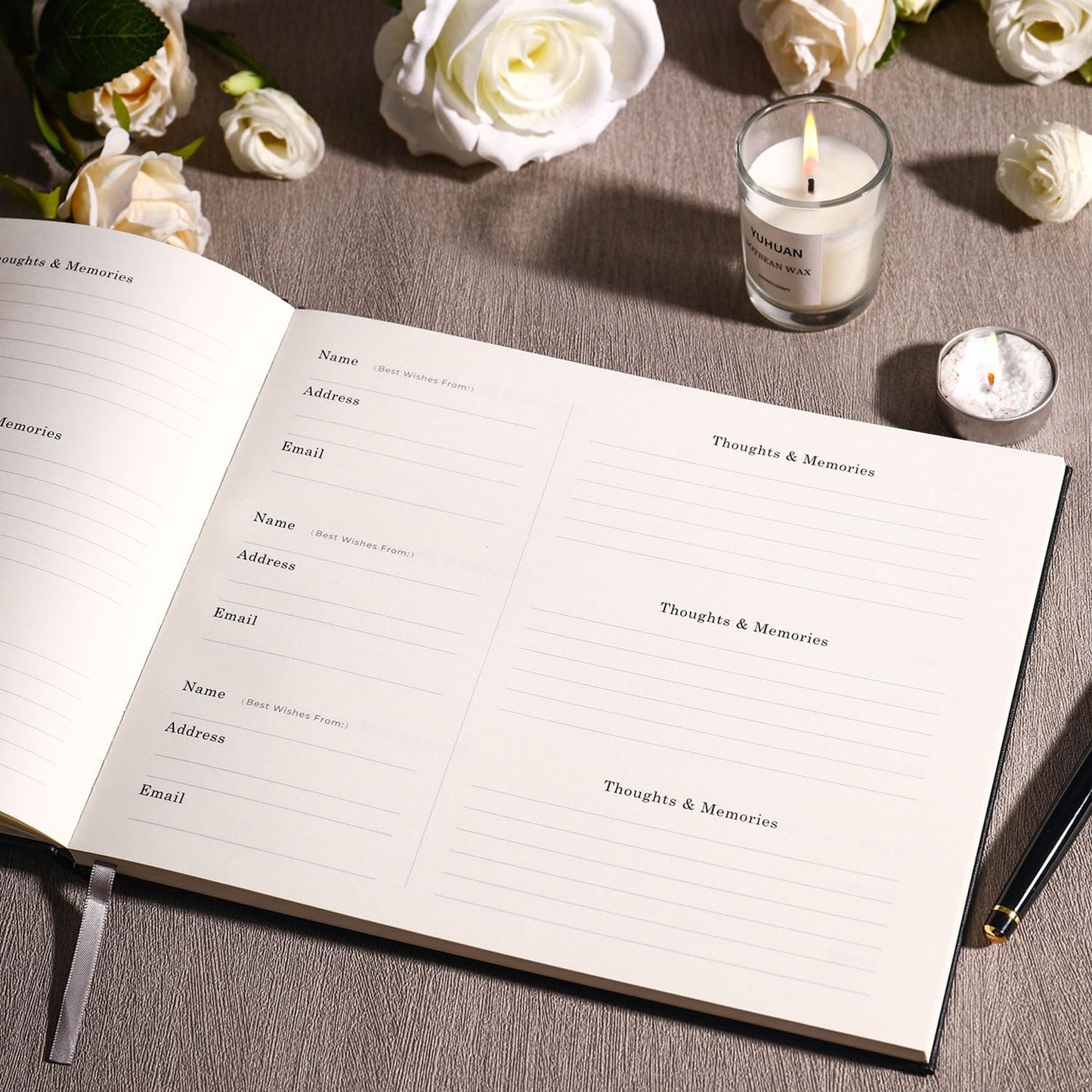 Funeral Guest Book for Memorial Service,Celebration of Life Guest Book for Funeral,Memorial Service Guest Book with 144 Pages, Brown 8X10″