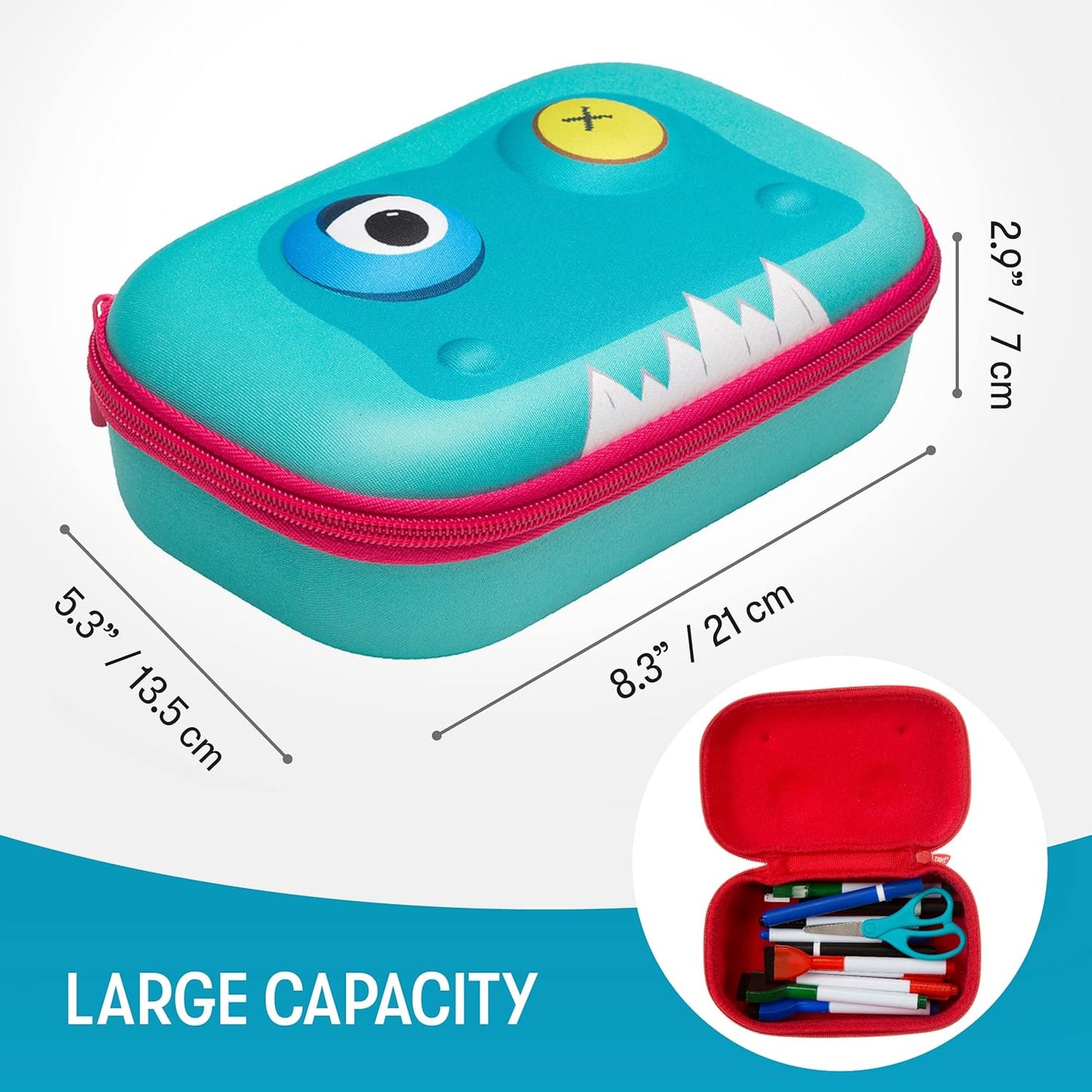 ZIPIT Beast Pencil Box for Kids | Pencil Case for School | Organizer Pencil Bag | Large Capacity Pencil Pouch (Red)