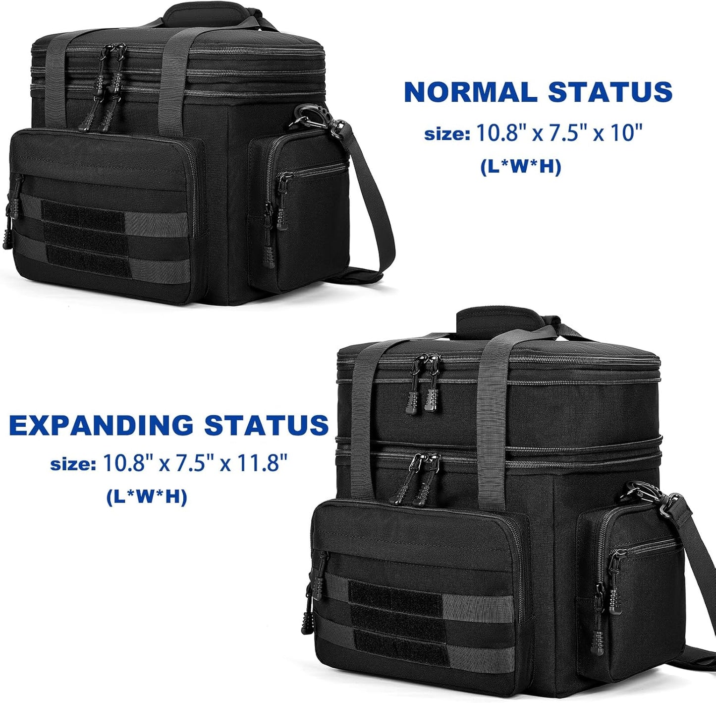 Tactical Lunch Bag for Men, Large Leakproof Insulated Lunch Box, Lunch Cooler Bag with Shoulder Strap, Lunch Pail for Adults Work Outdoor Picnic Trips, Black Camo