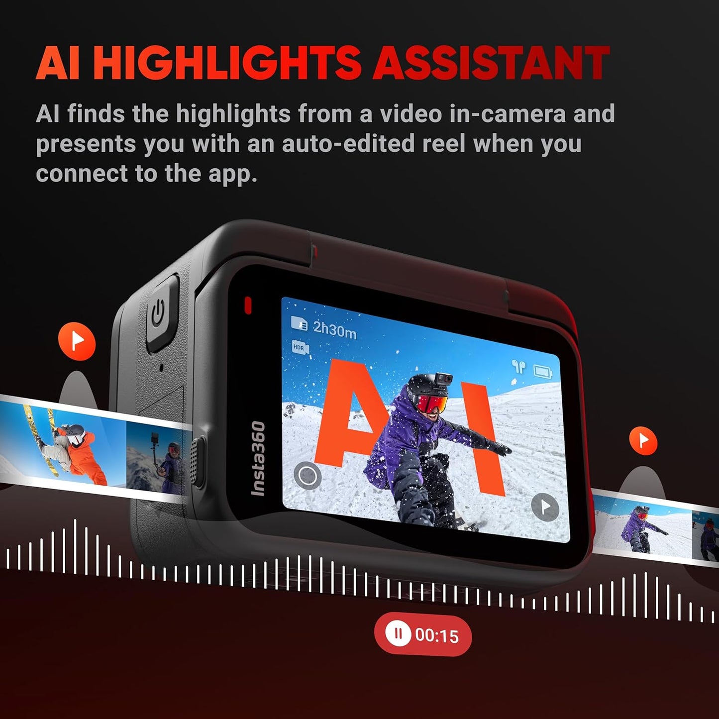 Insta360 Ace Pro - Waterproof Action Camera Co-Engineered with Leica, Flagship 1/1.3" Sensor and AI Noise Reduction for Unbeatable Image Quality, 4K120fps, 2.4" Flip Screen & Advanced AI Features.