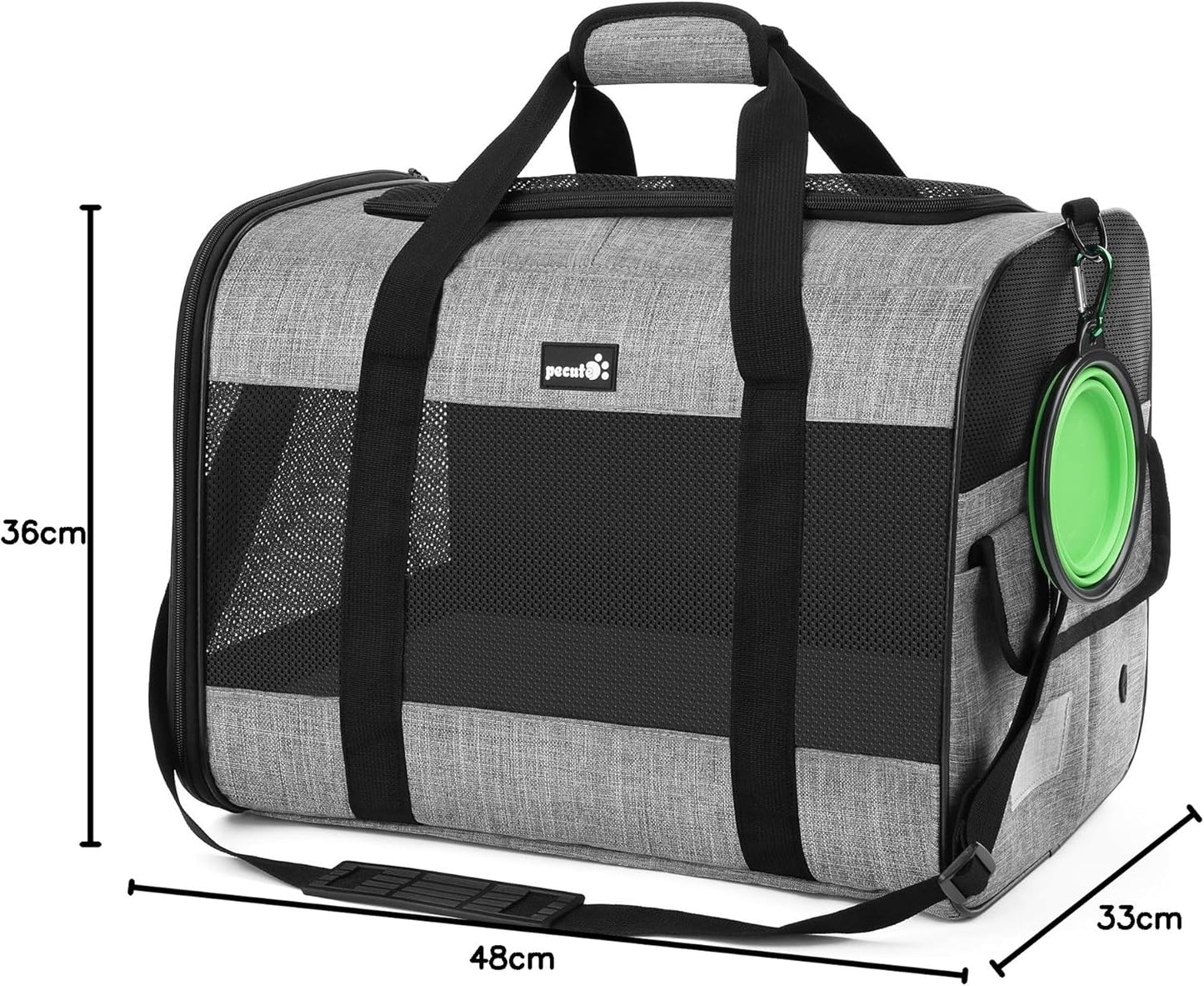Pecute Cat Carrier Dog Carrier up to 15lbs,Pet Carrier for Cats and Puppies with Foldable Bowl, Soft-Sided Bag with Breathable Mesh, Suitable for Long and Short Trips Travel Camping Outdoor