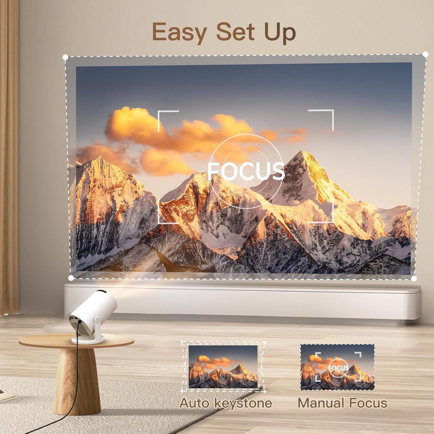 Mini Projector with WiFi and Bluetooth Built-in Android 11, 1080P 4K Support Portable Projector LYNCAST 180°Rotatable Upgrade HY300pro+ Projector for Home,Outdoor Use OptiBarrel 005