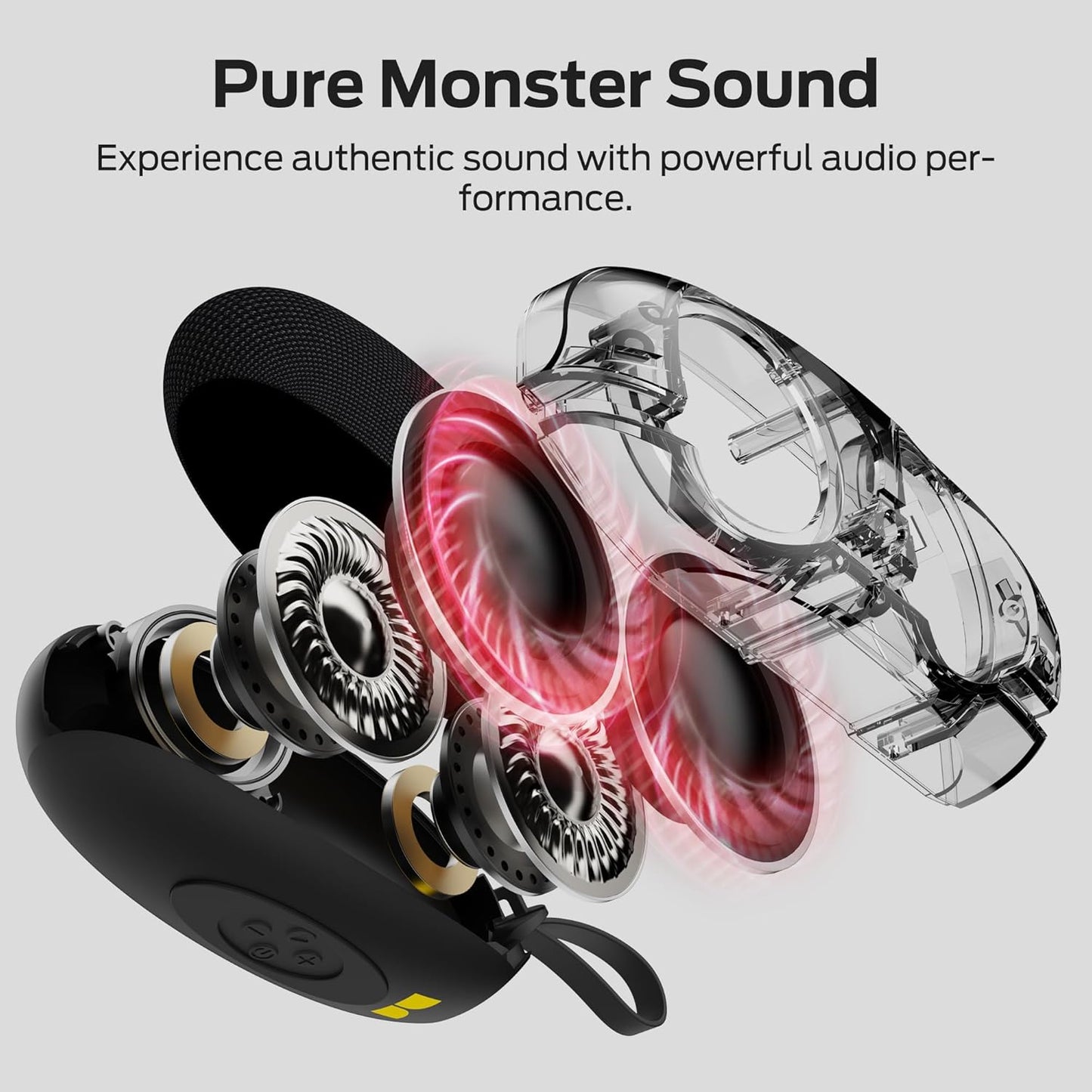 Monster S260 Bluetooth Speaker, Mini Portable Speaker with Bluetooth 5.4, 10W Powerful Sound Wireless Speakers for Outdoor, Compact Design with Silicone Strap, AUX & TF Card Support, Hands-Free Calls