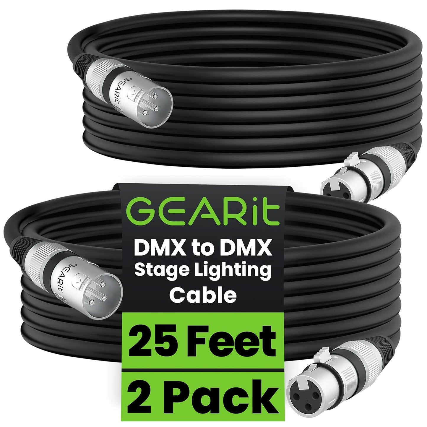 GEARit XLR Male to Female Microphone Cable (10 Feet, 6-Pack) 3-Pin Balanced Shielded Mixer, Recording Studio, Podcast - Black