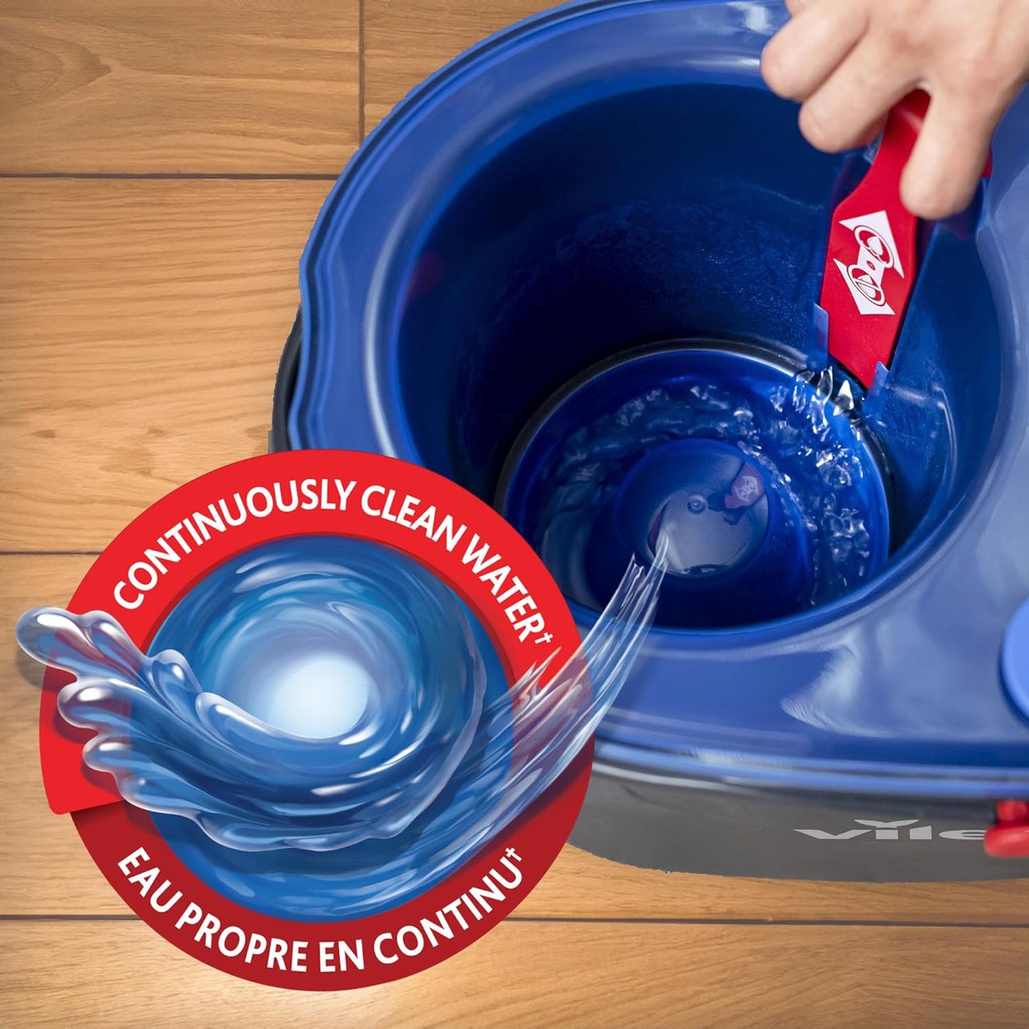 Vileda RinseClean Spin Mop & Bucket System | 2-Tanks Separate Clean and Dirty Water | Machine Washable and Reusable Microfibre Mop Head Replacement | Hands-Free Wringing Bucket