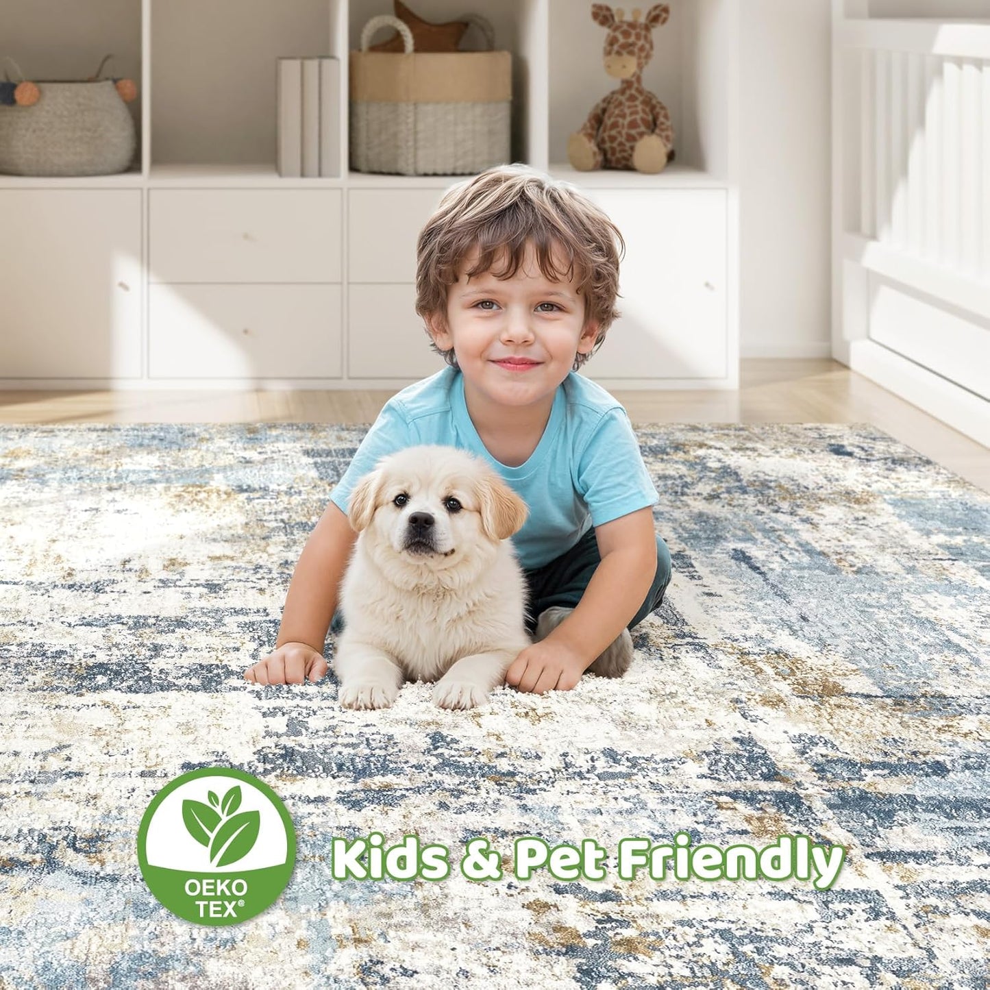 6x9 Area Rugs Living Room: Large Washable Abstract Modern Soft Rug Stain Resistant Indoor Floor Non Slip Accent Carpet for Bedroom Nursery Playroom Dining Room Office Dorm Home Decor- Gray Gold