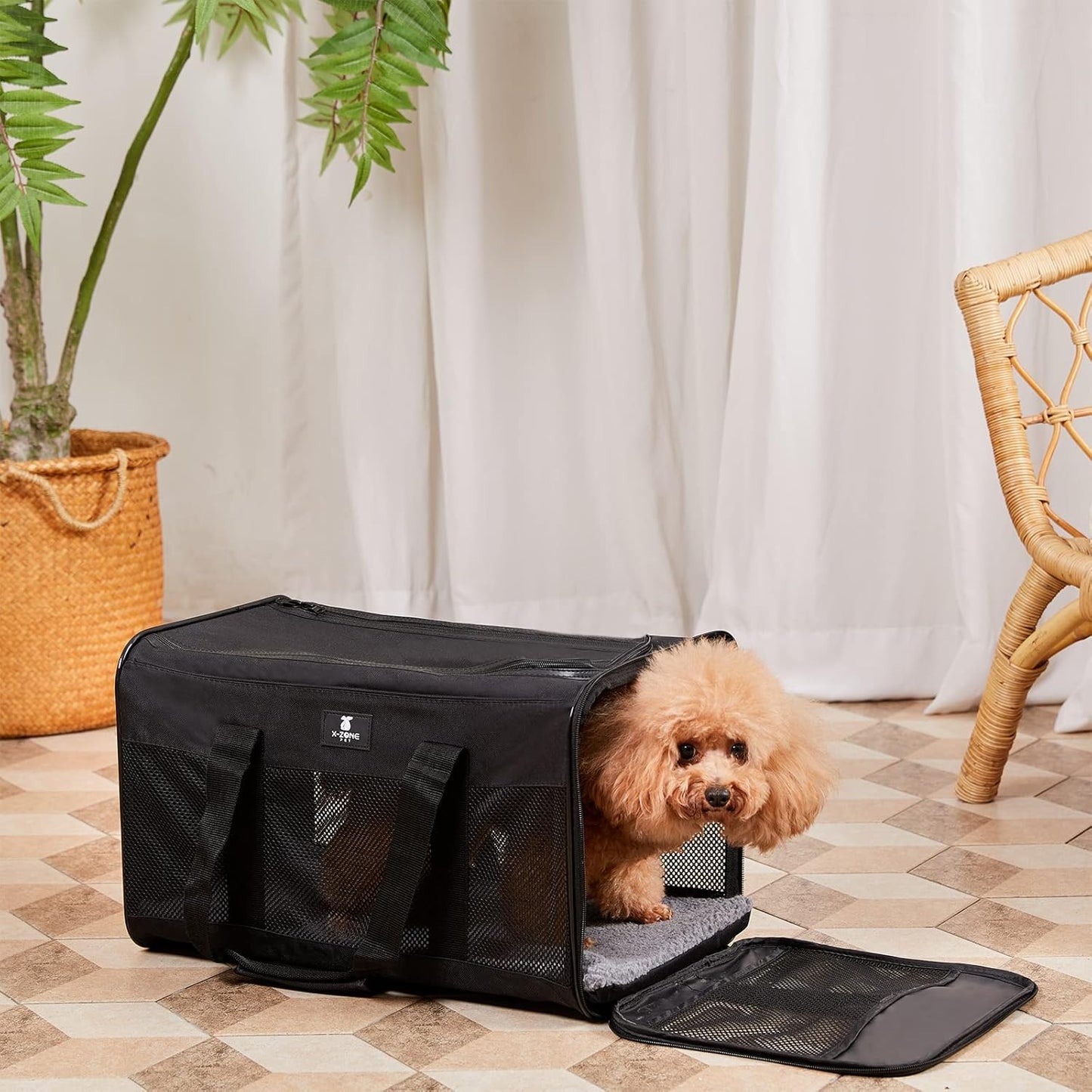 X-ZONE PET Cat Carrier Dog Carrier Pet Carrier for Small Medium Cats Dogs Puppies of 15 Lbs,Airline Approved Soft Sided Pet Travel Carrier,Dog Carriers for Small Dogs - Black Grey Purple Blue Brown