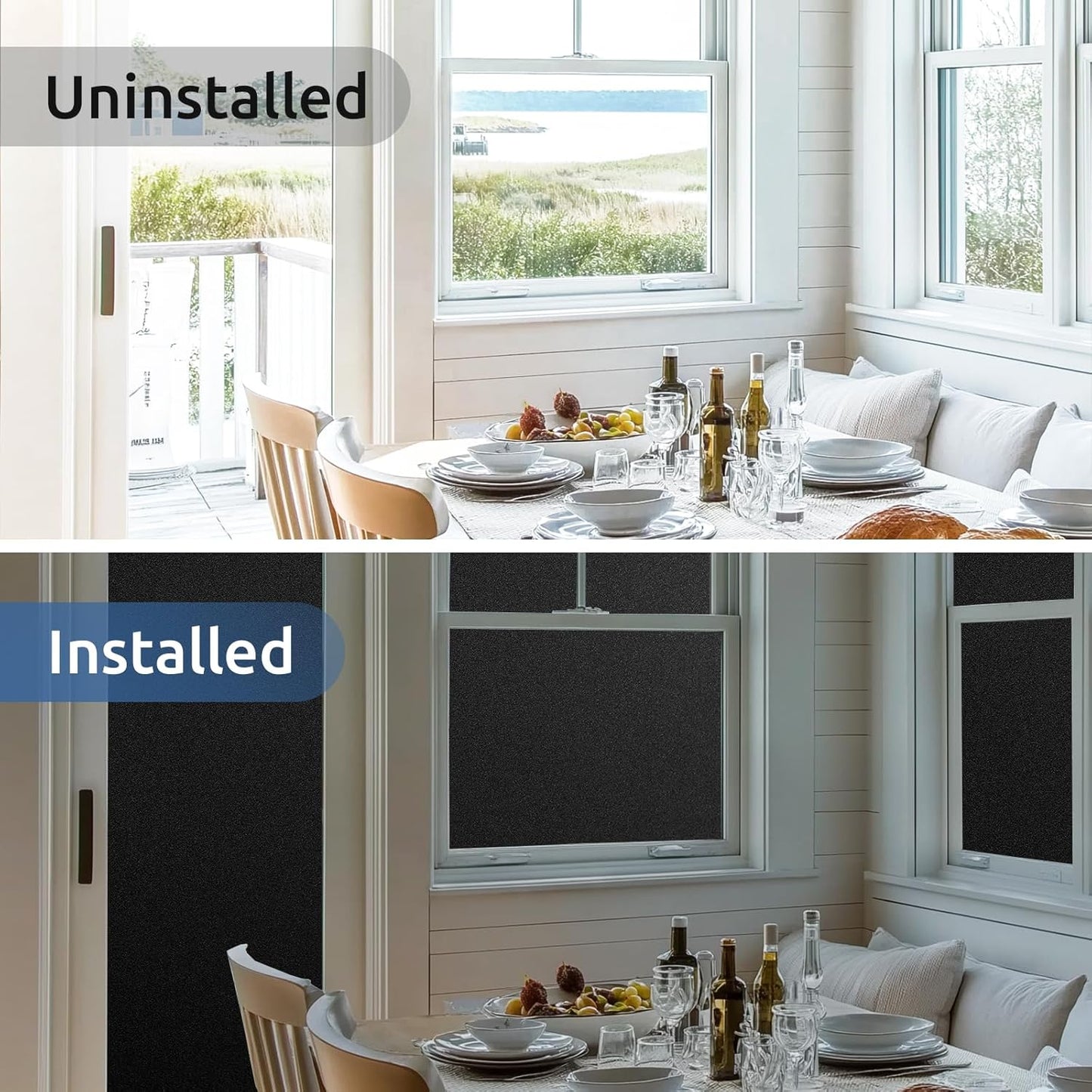 rabbitgoo Window Films for Privacy, Static Cling Frosted Glass Sticker, Non-Adhesive Privacy Film Sun Blocking Window Covering Frosting Vinyl Bathroom Sliding Glass Door, 44.5 x 200cm, Pure Frosted