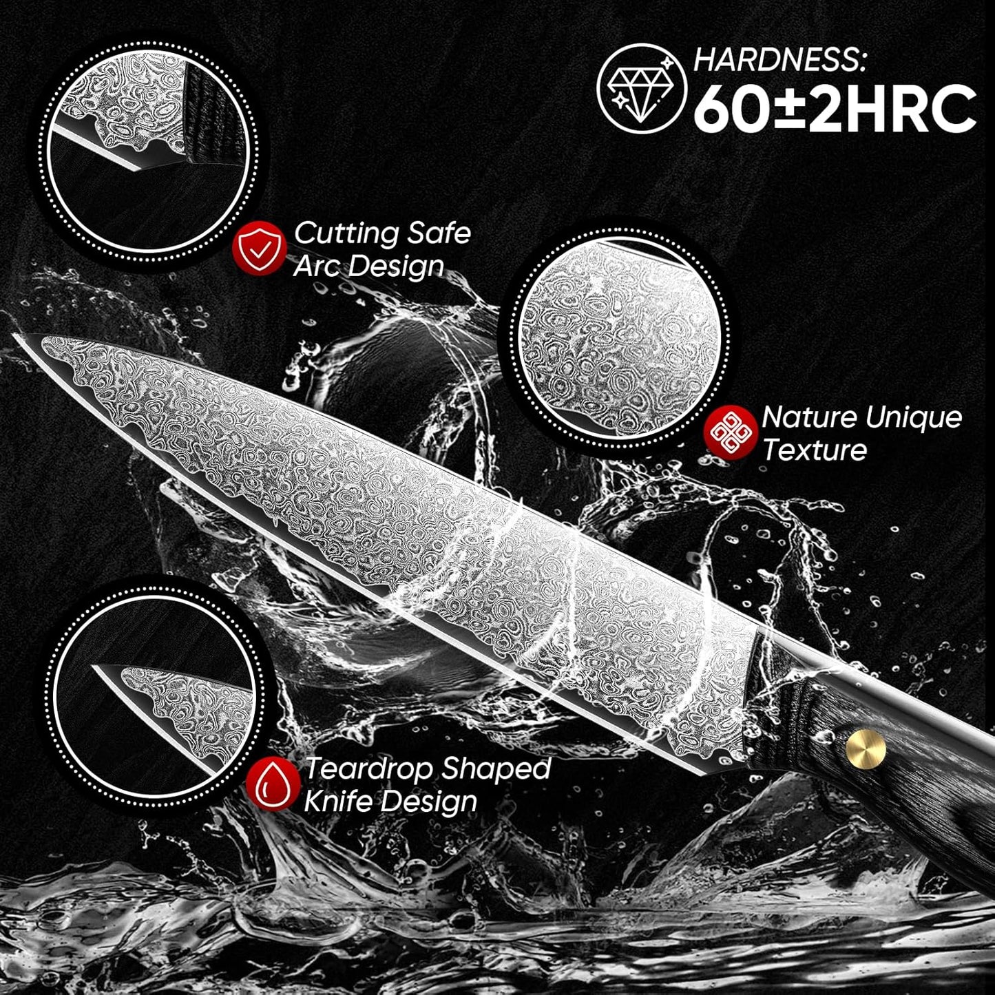 Purple Dragon Damascus Fish Fillet Knife - 7 inch Flexible Boning Knife with VG10 Core, Kitchen Slicing Knife with Full Tang Handle, Birthday Dad Mom Gift