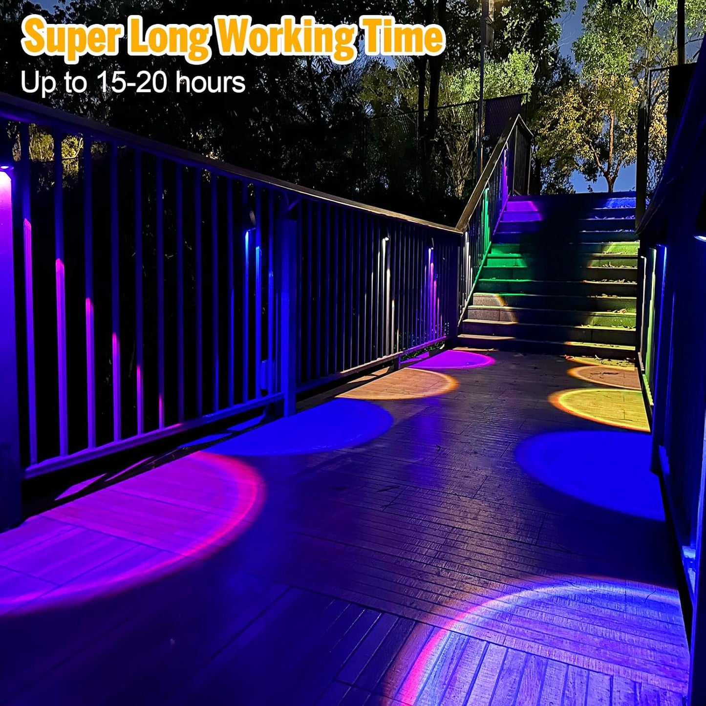 16 Pack Solar Fence Lights Outdoor 8 Colors,Bright Deck Lights Solar Outdoor Waterproof,LED Solar Lights for Backyard, Patio, Deck Railing, Step and Wall
