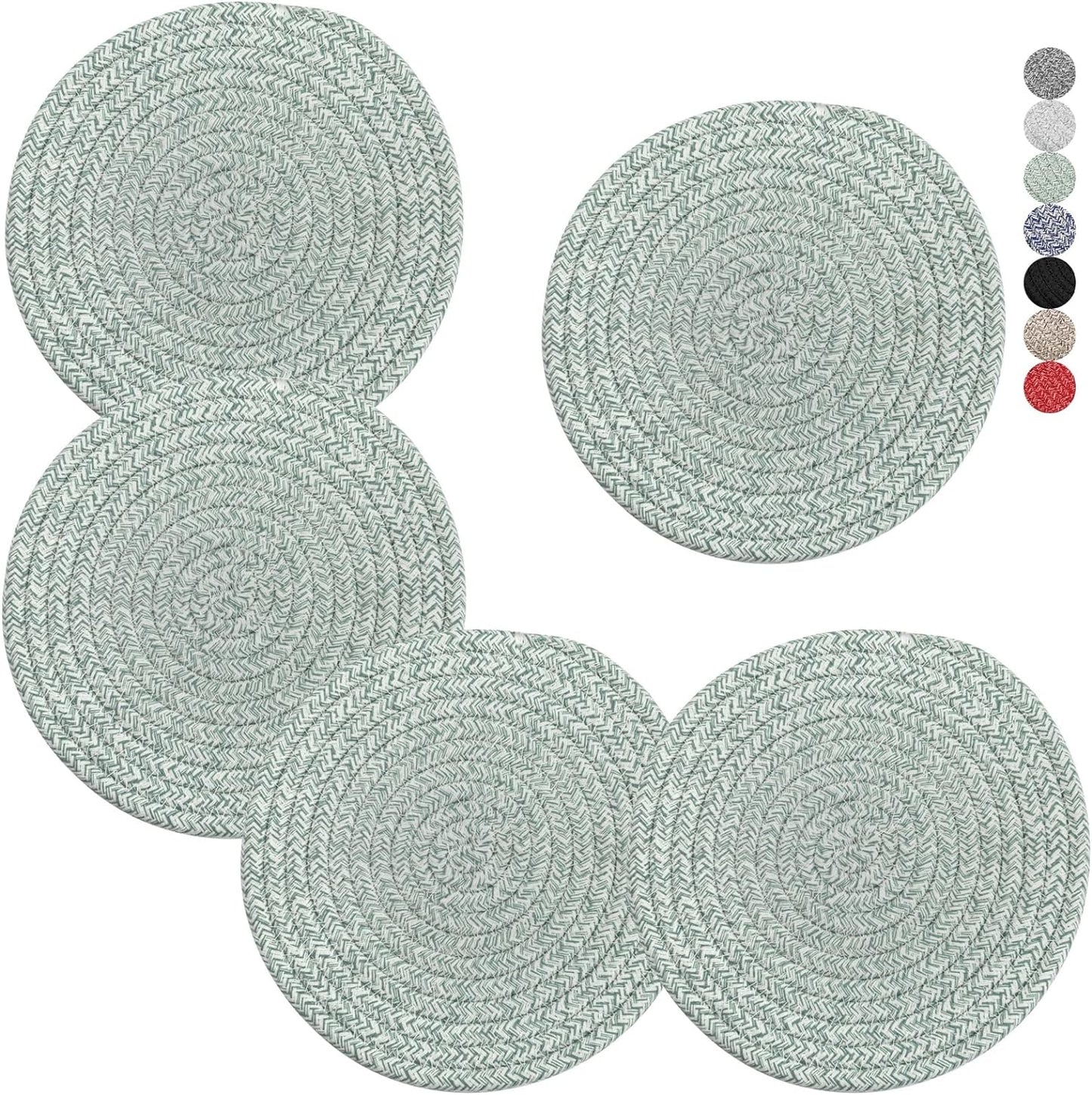 Trivets for Hot Dishes, Pots and Pans, 8 Inches Hot Pads 5 Pcs, Pot Holders for Kitchen, Heat Resistant Mat Protect Counter, Coasters Set Home Essentials Farmhouse Decor (Blue)