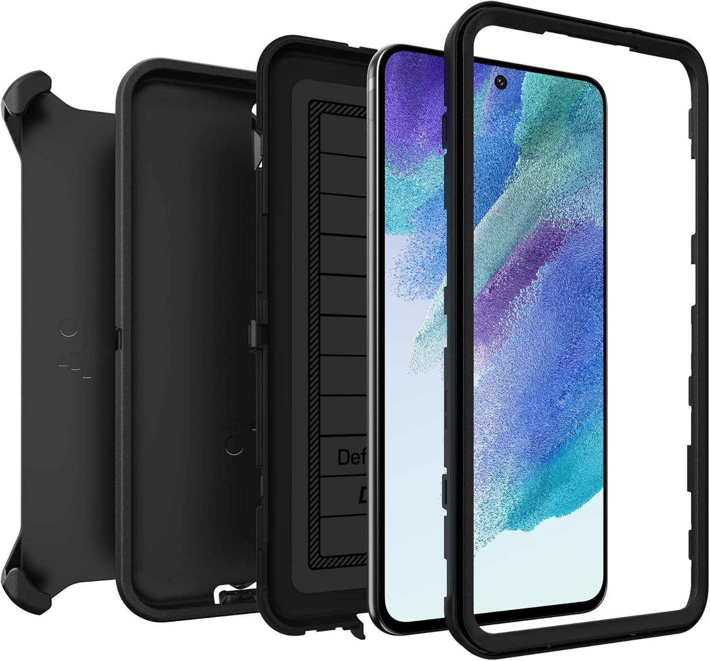 OtterBox Defender Series Rugged Case & Holster for Samsung Galaxy S21 5G (ONLY) Non-Retail Packaging - Black - with Microbial Defense