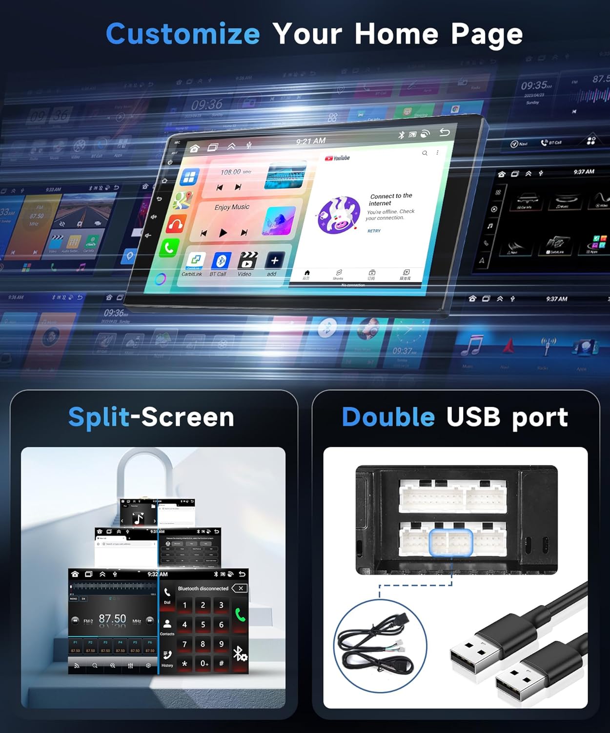 8 Core 6G 128G Android Car Stereo for Honda Civic 2006-2011 Wireless Carplay Android Auto, 10.1’’ Touchscreen Car Radio with Bluetooth GPS Navigation WiFi Mirror Link FM/RDS DSP AHD Backup Camera SWC