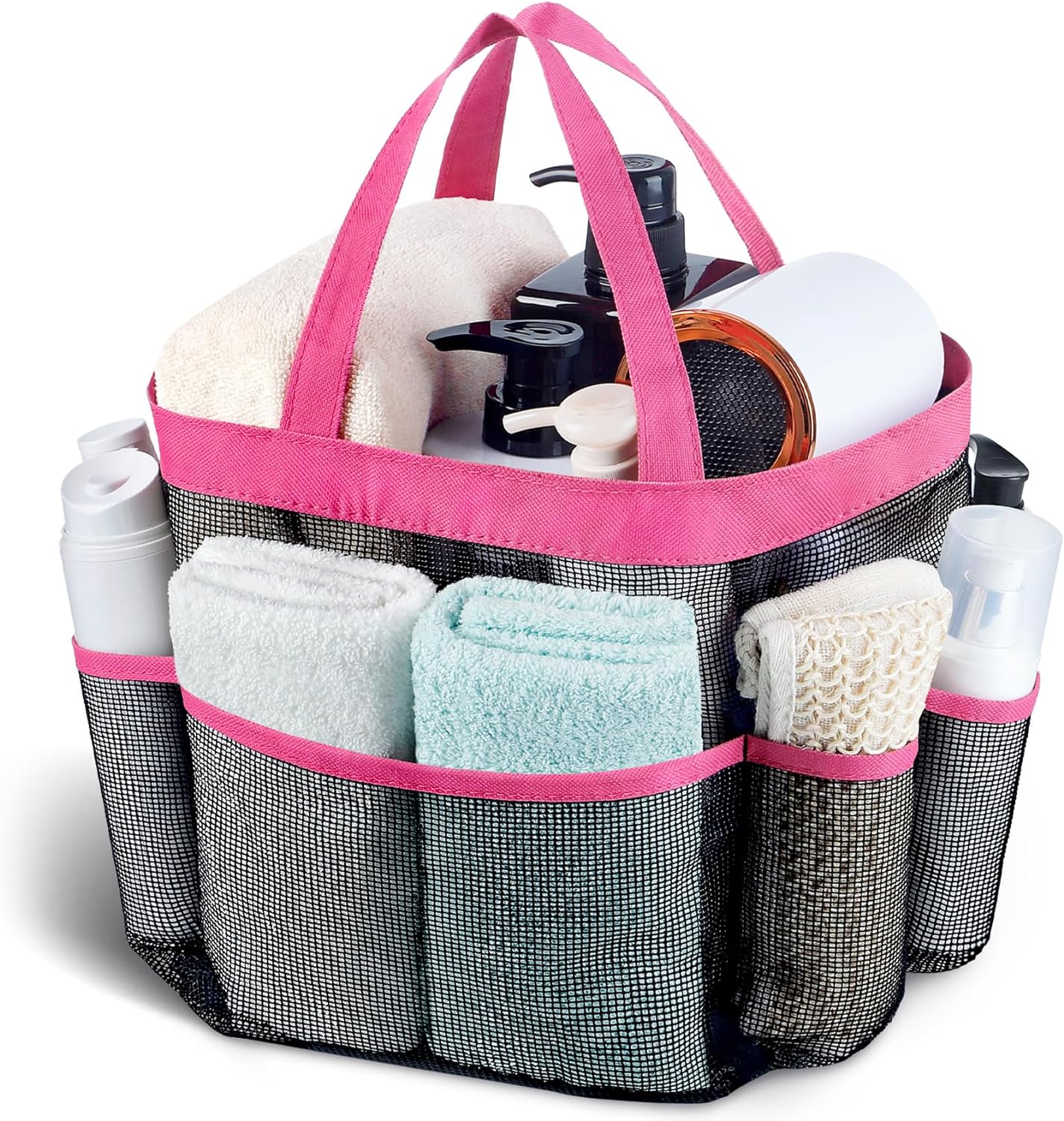 Attmu Mesh Shower Caddy Portable for College Dorm Room Essentials with 8 Pockets, Hanging Shower Caddy Basket Tote Bag Toiletry Accessories for Bathroom