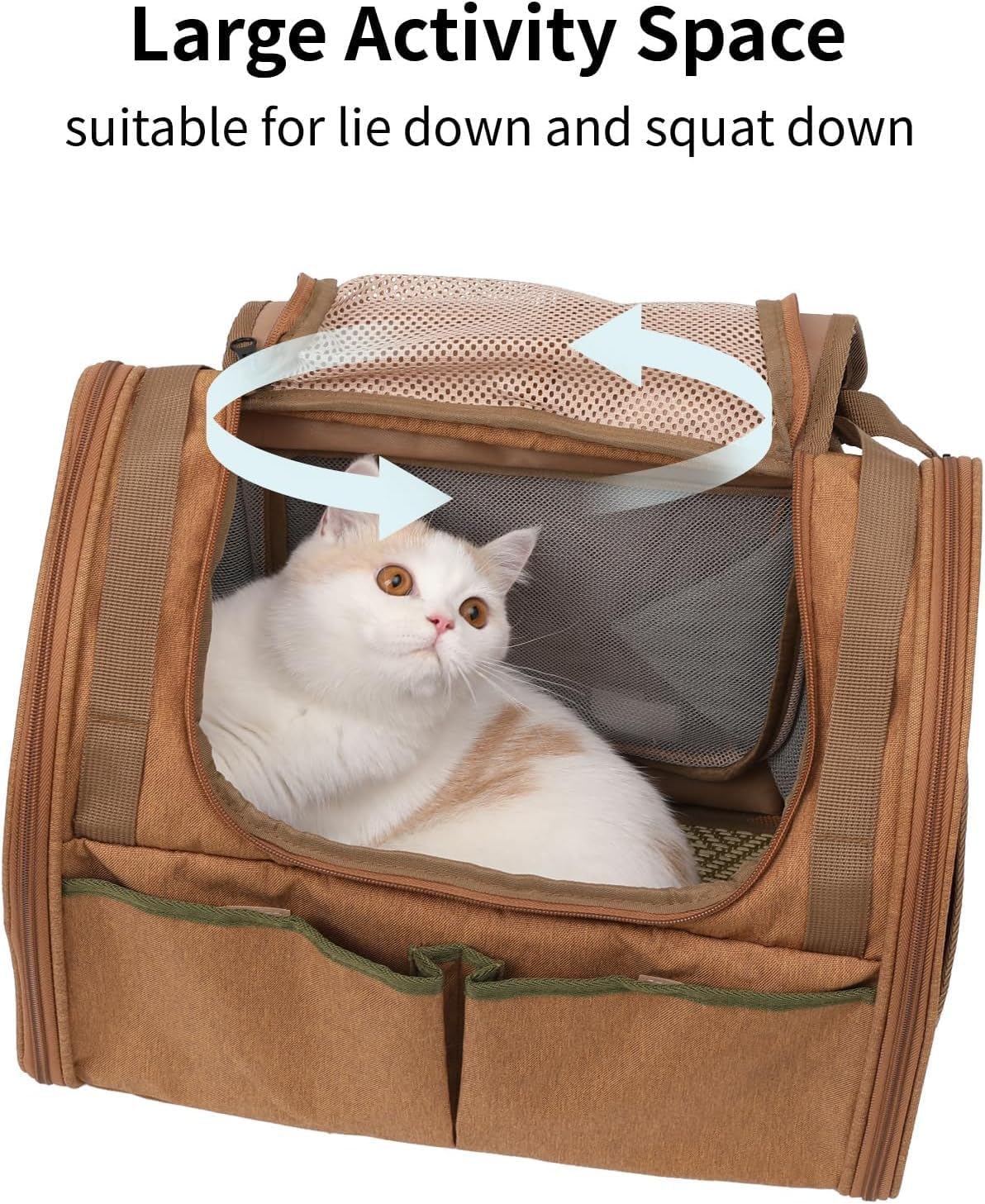 Large Cat Backpack Carrier Expandable Pet Carrier Backpack for Small Dogs Medium Cats Fit Up to 9 KG(20LB), Foldable Puppy Backpack for Travel, Hiking,