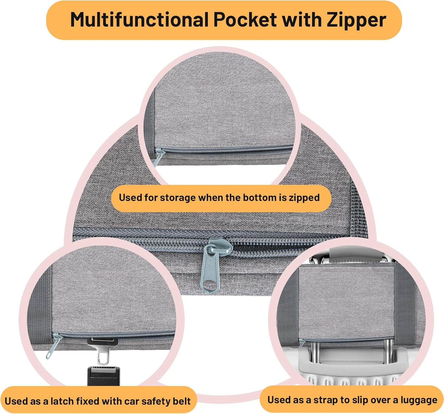 UNICITII Pets Carrier for Small Cat, Dog Medium Cats Puppies up to 20 Lbs, Airline Approved Carrier Soft Sided, Collapsible Travel Puppy Carrier (Grey-with Wheels)