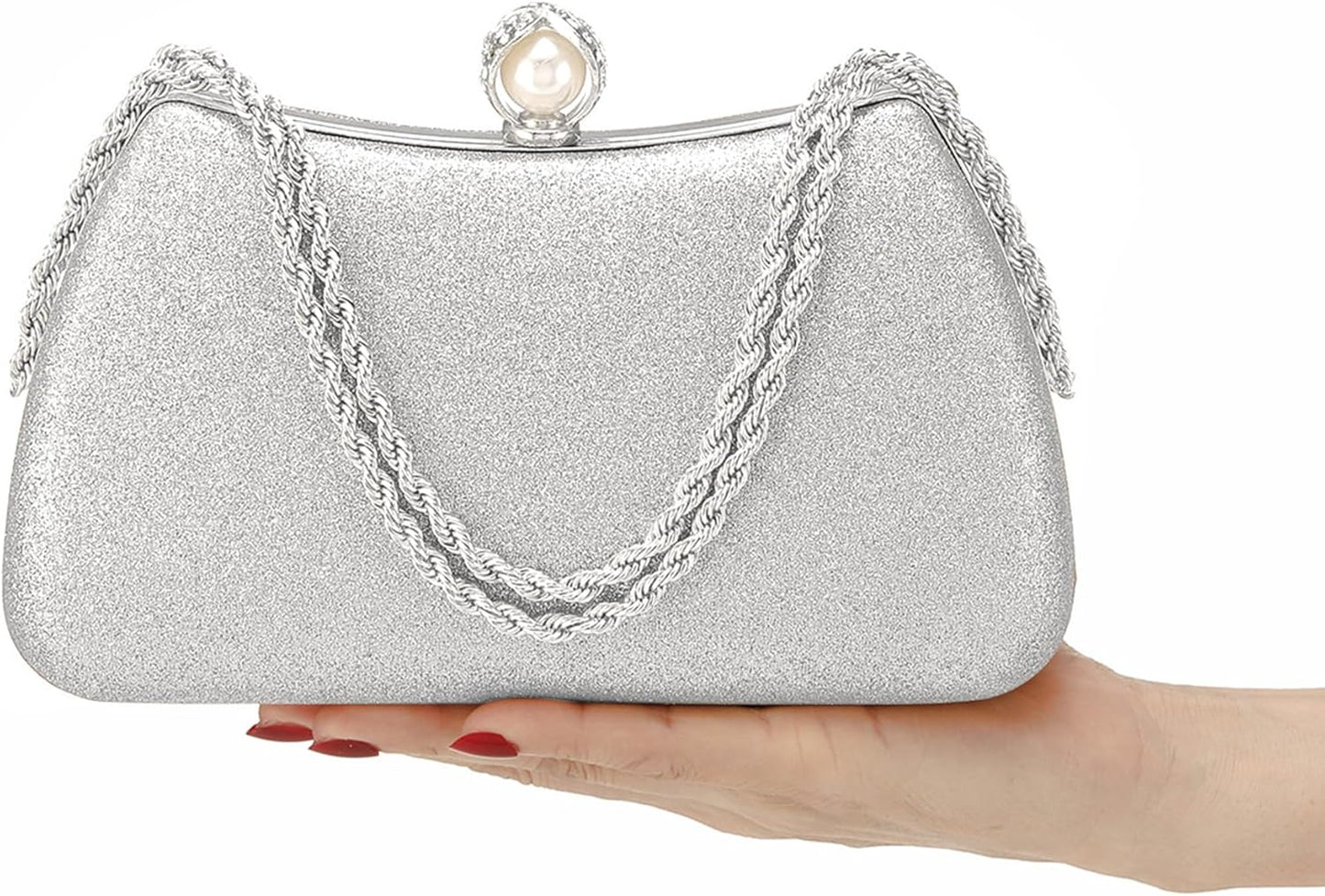 Buric Evening Clutch Bag for Women Glitter Shiny Dress Purse Wedding Bride Handbags Evening Clutches for Cocktail Party