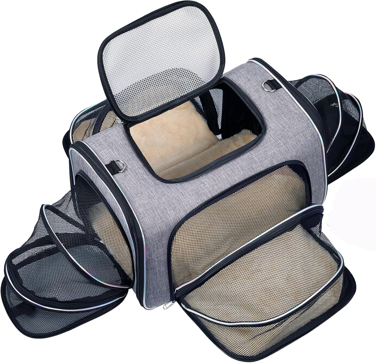 Cat Travel Bag 4 Sides Expandable Pet Carrier Airline Approved Folding Soft Sided Transport Tote Bag for cat