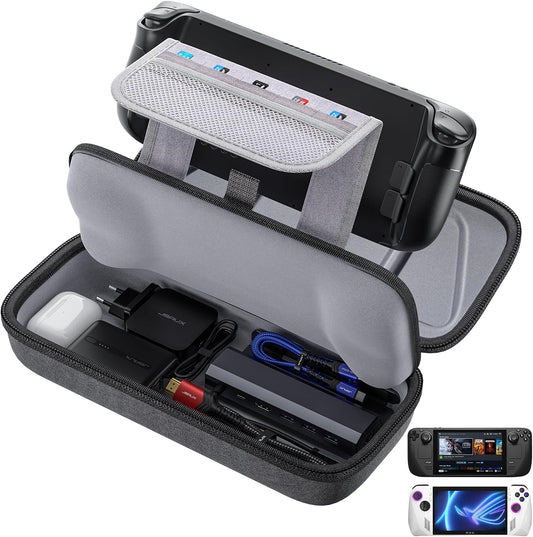 JSAUX Carrying Case Compatible with Steam Deck, Protective Hard Shell Carry Case Built-in Charger & Docking Station Storage(Upgrade), Portable Travel Case for Steam Deck Console & Accessories-BG0106A