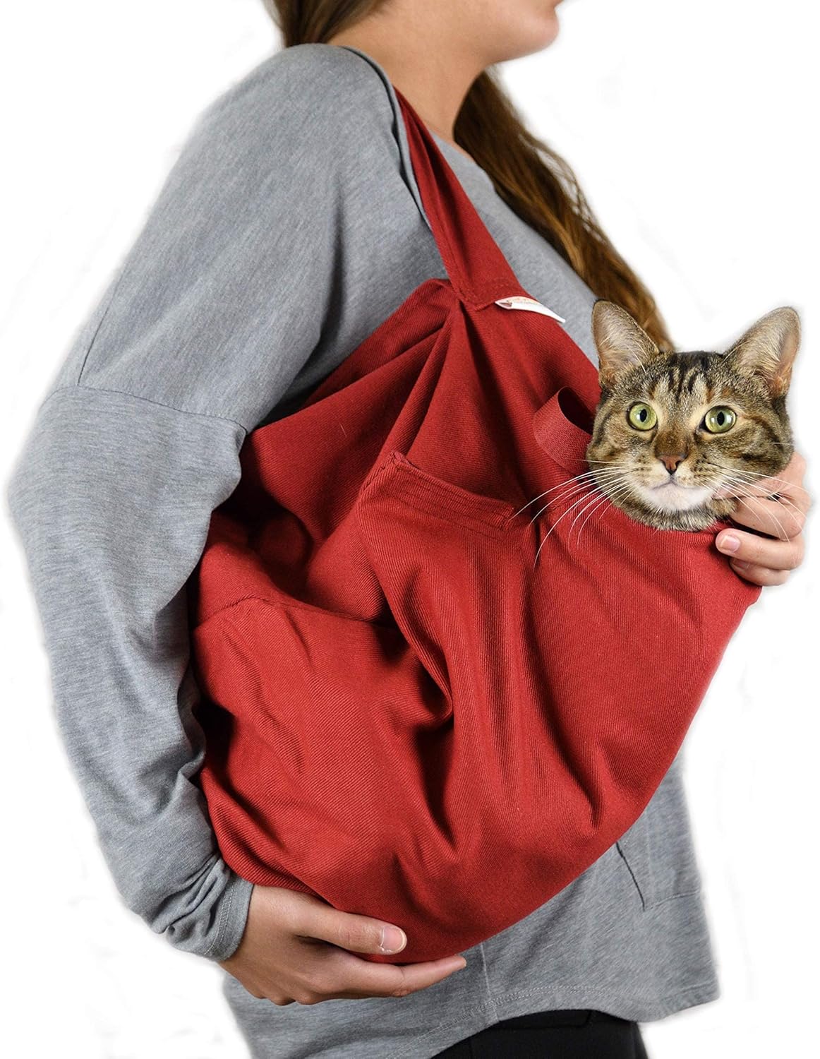 Cat-in-the-Bag Cozy Comfort Carrier - Small Caramel Pet Carrier for Cat and Cat Restraint for Medication Administration, Nail Clipping, Travel, Vet Visits, and Dental Care