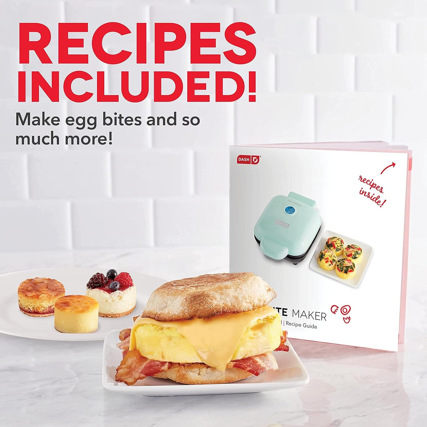 DASH Deluxe Sous Vide Style Egg Bite Maker with Silicone Molds for Breakfast Sandwiches, Healthy Snacks or Desserts, Keto & Paleo Friendly, (1 large, 4 mini) - Aqua - PuriLite