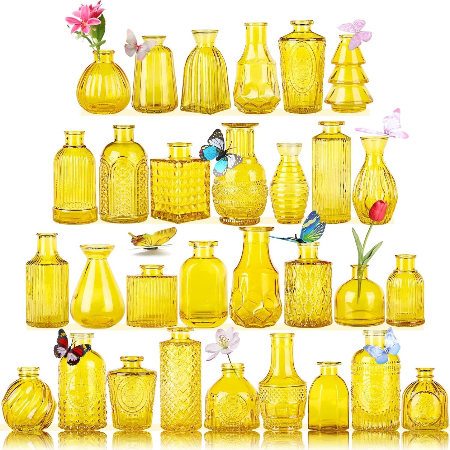 30 Pcs Mini Bud Vases As Wedding Centerpieces for Tables,Clear Bud Vases for Flowers,Small Flower Vases Suitable for Birthday Party,Anniversary,Wedding Reception,Baby Shower