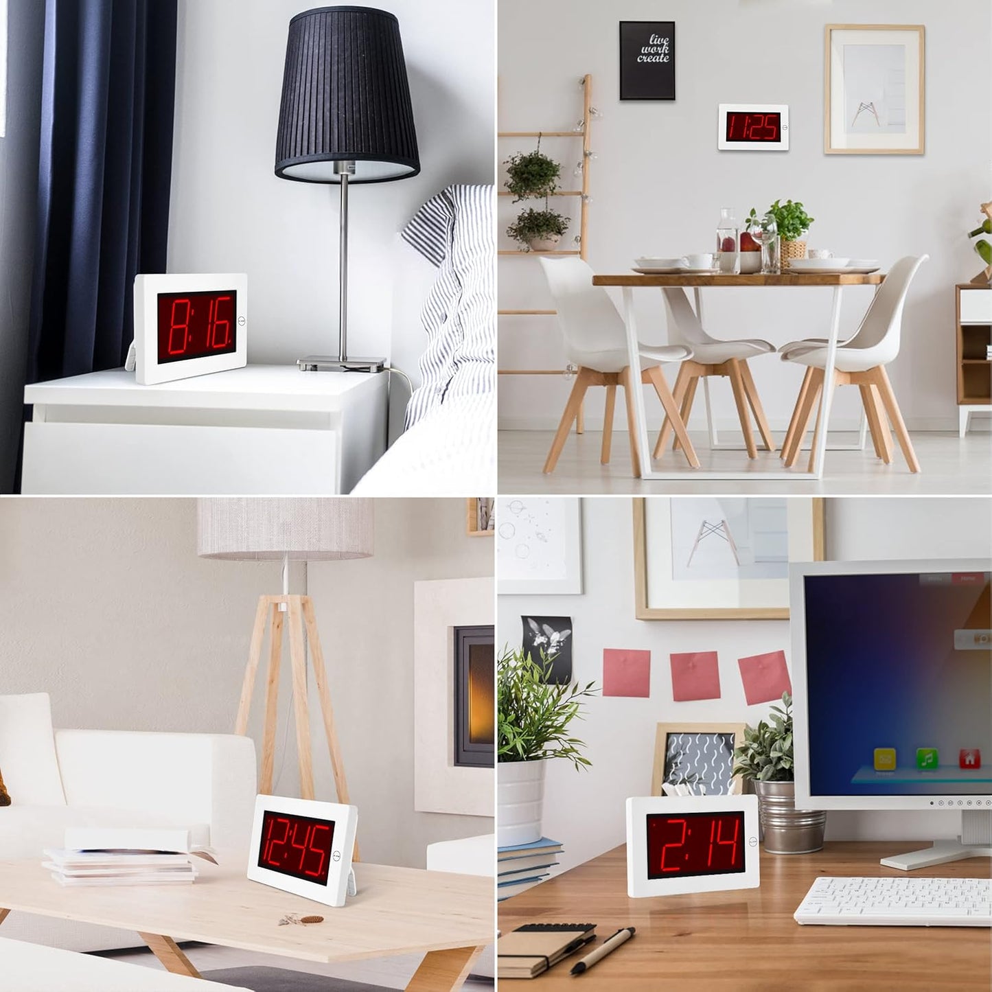 Wall Clock, Digital Clock, 8" Extra Large Display, 3" Big LED Number, Battery Operated, Adjustable Brightness, Clock for Bedroom, for Desk, Wall Mounted