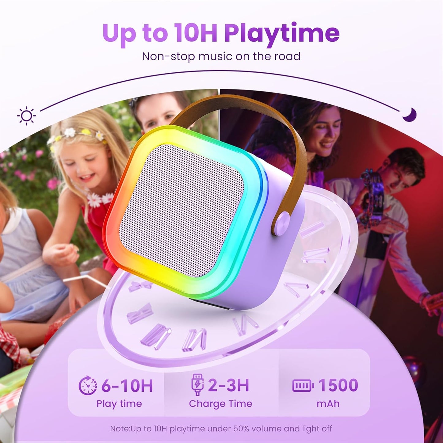 Karaoke Machine for Kids Adults, Portable Bluetooth Mini Karaoke Microphone Singing Speaker Karaoke Player with 2 Wireless Mic Toys for All Smartphones,Birthday, Family,Home Party (Purple)