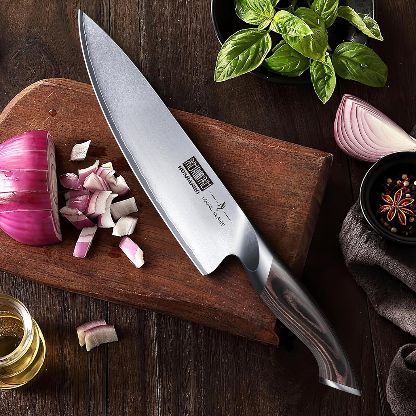 HOSHANHO 16-Piece Knife Set, Japanese High Carbon Stainless Steel Kitchen Knife Set, Ultra Sharp Chef Knife Block Set with Sharpener