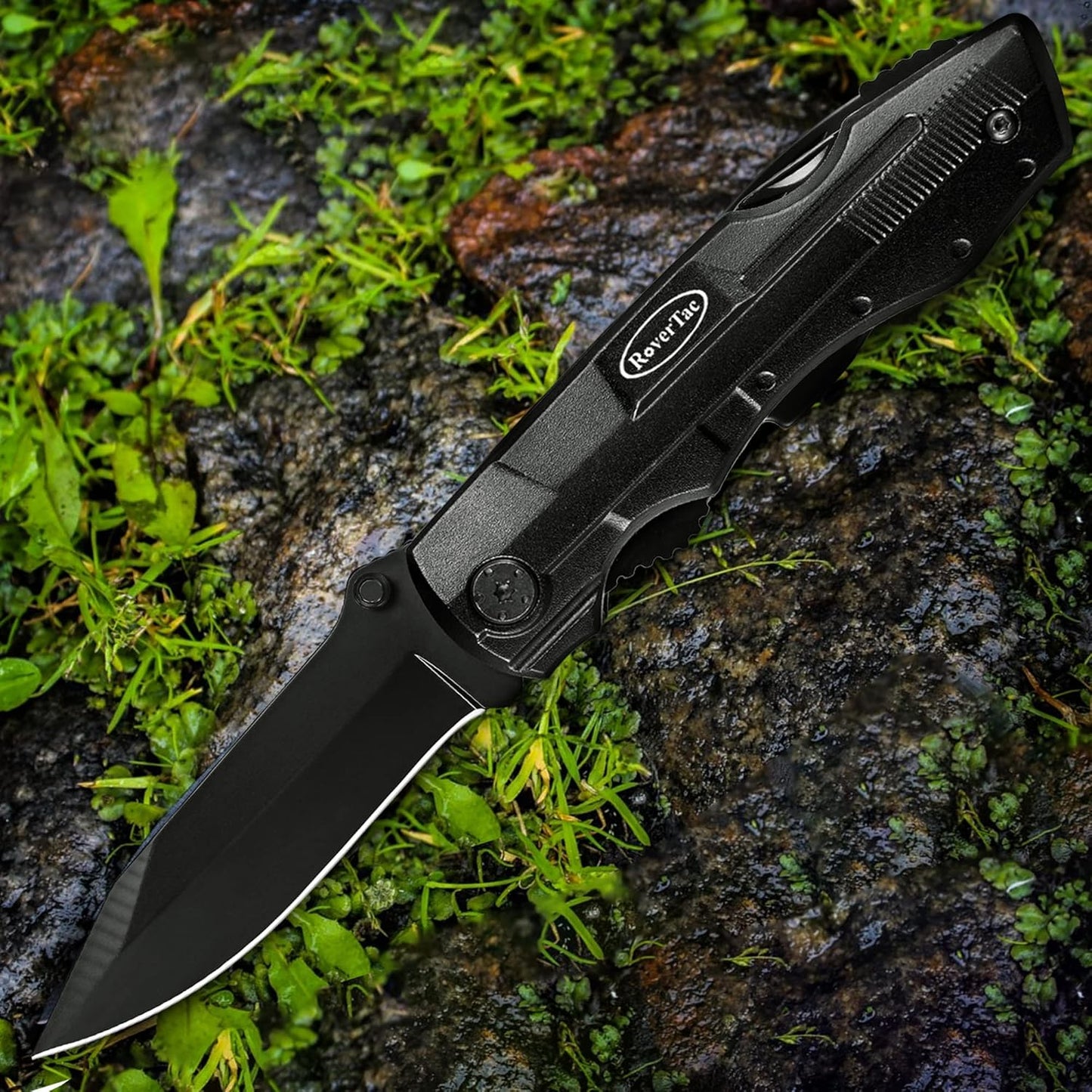 RoverTac Pocket Knife Tactical Folding Knife Multi Tool Survival Camping Knife, Multitool Knife Pliers Bottle & Can Opener 9-Pack Screwdrivers Liner Lock Nylon Sheath, Pocket Knife for Camping Hiking