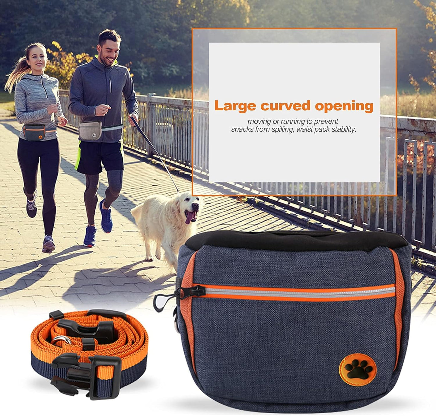 wefenad Large Capacity Dog Snack Bag Dog Treat Pouch Dog Training Pouch Bag with Adjustable Waistband Pet Training Pocket Bag dH