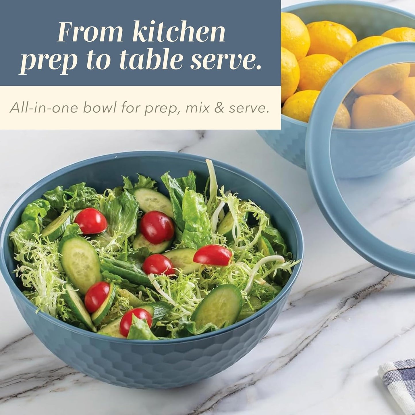 COOK WITH COLOR Mixing Bowls with TPR Lids - 12 Piece Plastic Nesting Bowls Set Includes 6 Prep Bowls and 6 Lids, Microwave Safe Mixing Bowl Set (Mint)