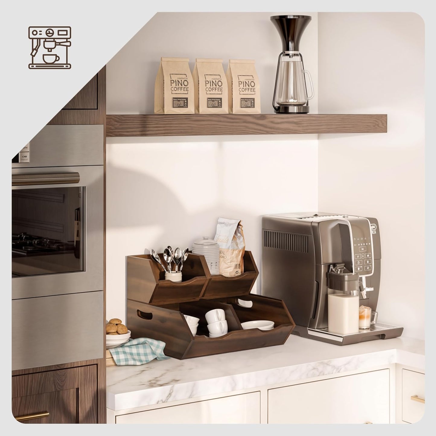 Purilite Select Stackable Acacia Wood Storage Bins