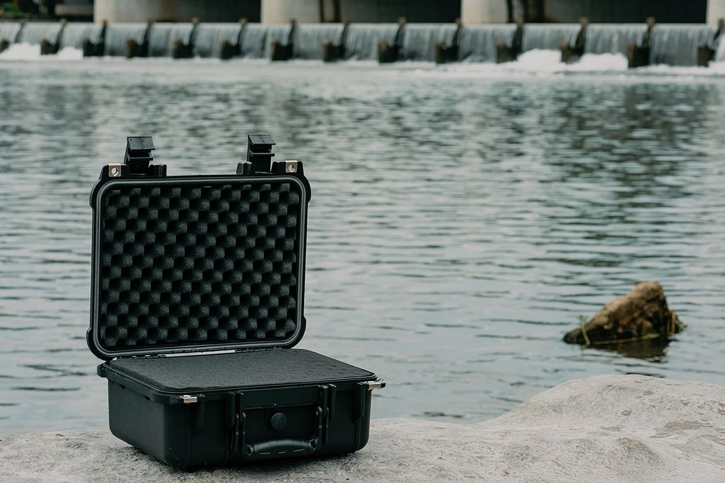 MEIJIA Portable All Weather Waterproof Protective Case,Hard Case,Camera Case with Customized Fit Foam,Fit Use of Drones,Camera,Equipments,Pistols,13.35 x11.63x5.98inches (Yellow)