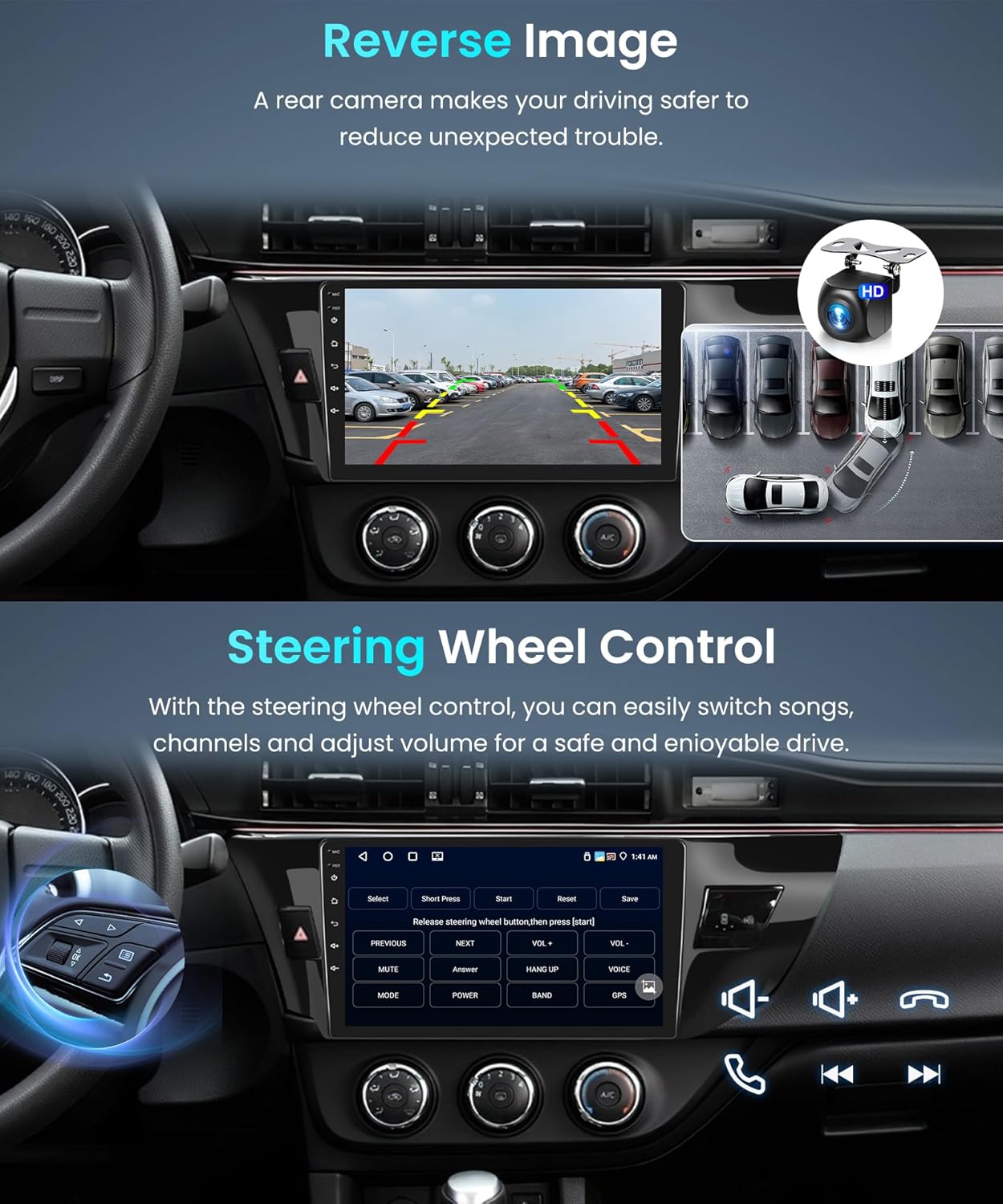 4+64G Android Car Radio Stereo for Toyota Corolla/Levin 2014-2017 with Wireless Carplay Android Auto, 10'' Touch Screen with Bluetooth GPS Navigation Mirror Link WiFi FM/RDS DSP AHD Backup Camera SWC