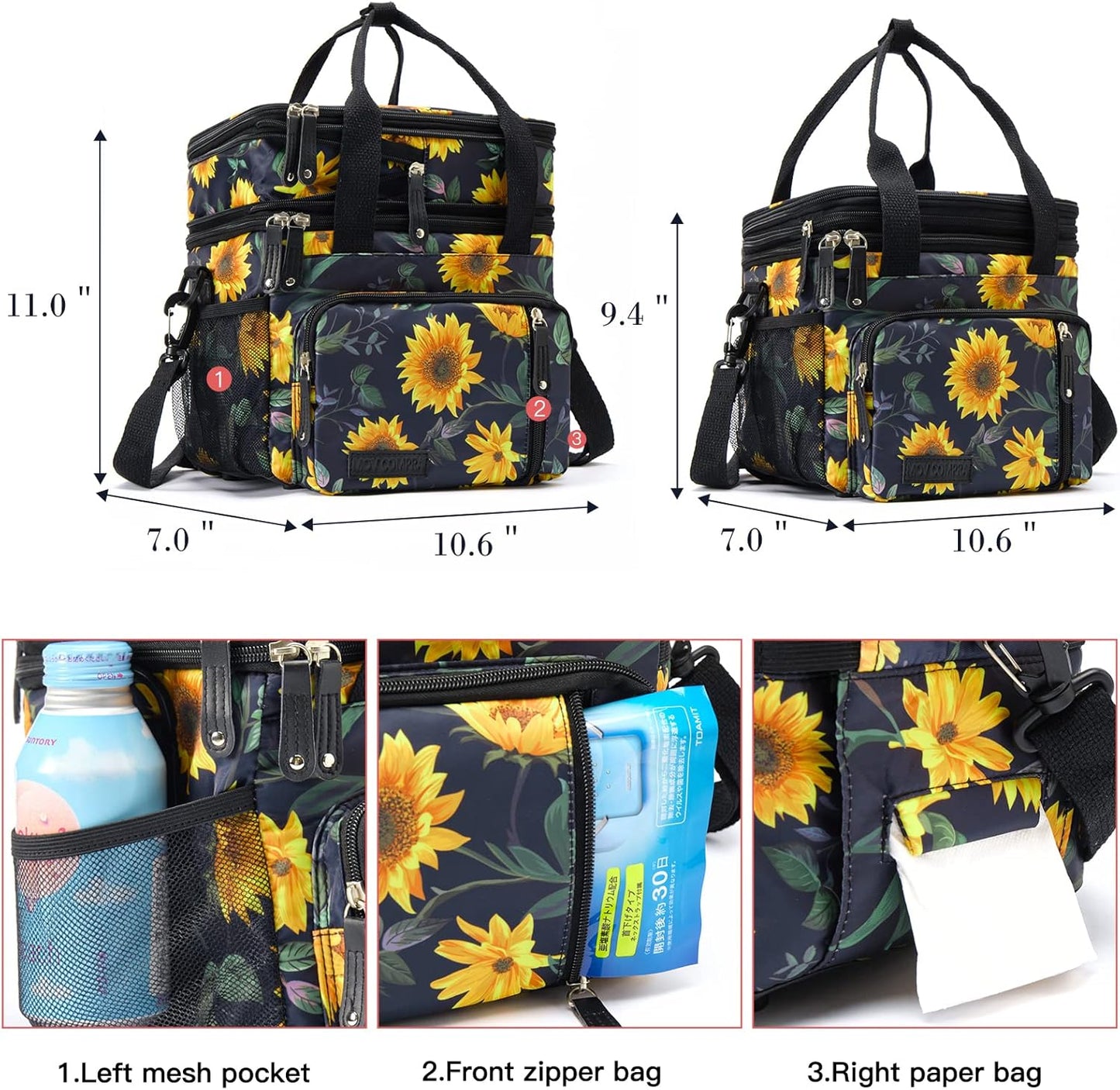 Lunch Bag Women Insulated Lunch Box for Work, Purple Expandable Large Lunch Bags, Leakproof Double Deck Lunch Box Cooler Bag(Purple)