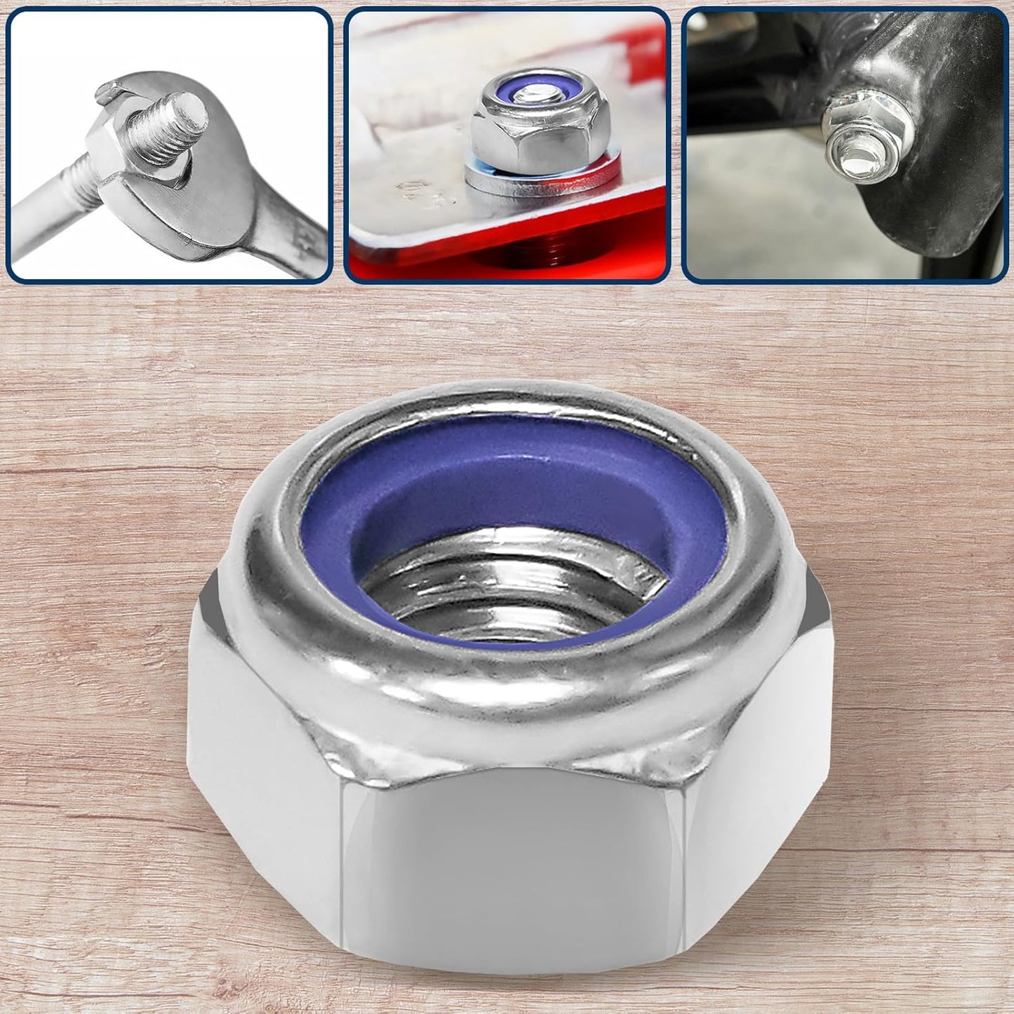 Vifmy 110 Pack 1/4"-20 Inch Lock Nuts,304 (A2-70) Stainless Steel Nylon Insert Locknuts,Standard Inch Thread Nylock Nuts for Bolts
