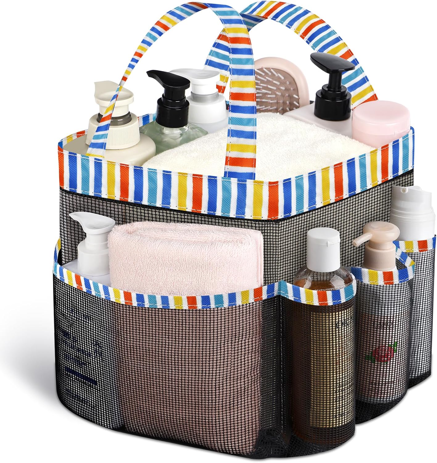 Attmu Mesh Shower Caddy Portable for College Dorm Room Essentials with 8 Pockets, Hanging Shower Caddy Basket Tote Bag Toiletry Accessories for Bathroom