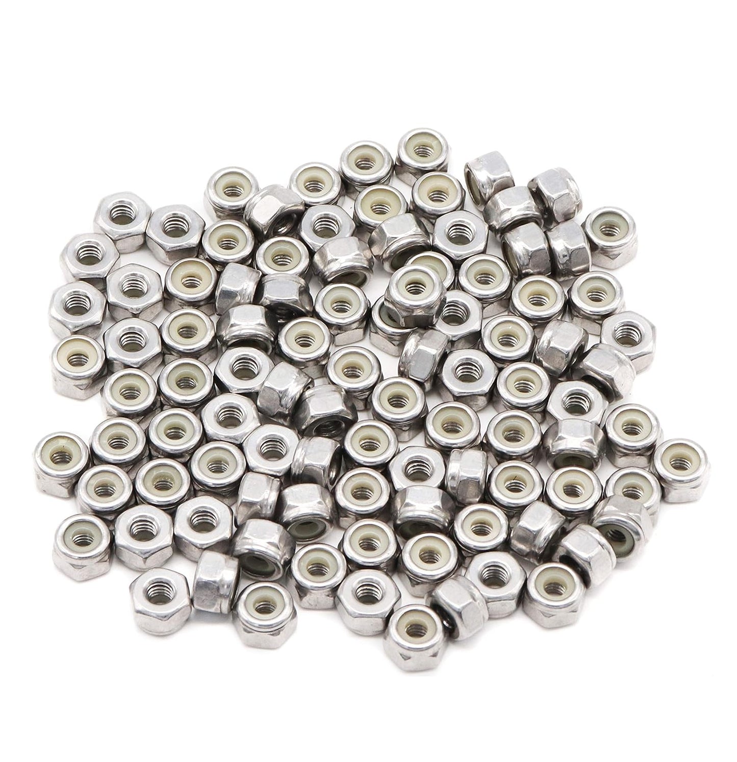 binifiMux 50pcs 1/4-20 Nylon Inserted Self Locking Nuts 304 Stainless Steel