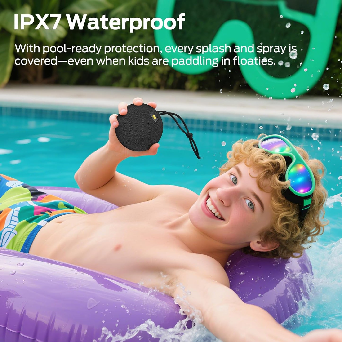 Monster Ripple Portable Bluetooth Speaker, IPX7 Waterproof Shower Speaker, Wireless Speakers with Bluetooth 6.0, Wireless Stereo Pairing, Hands-Free Calling, for Home, Outdoors