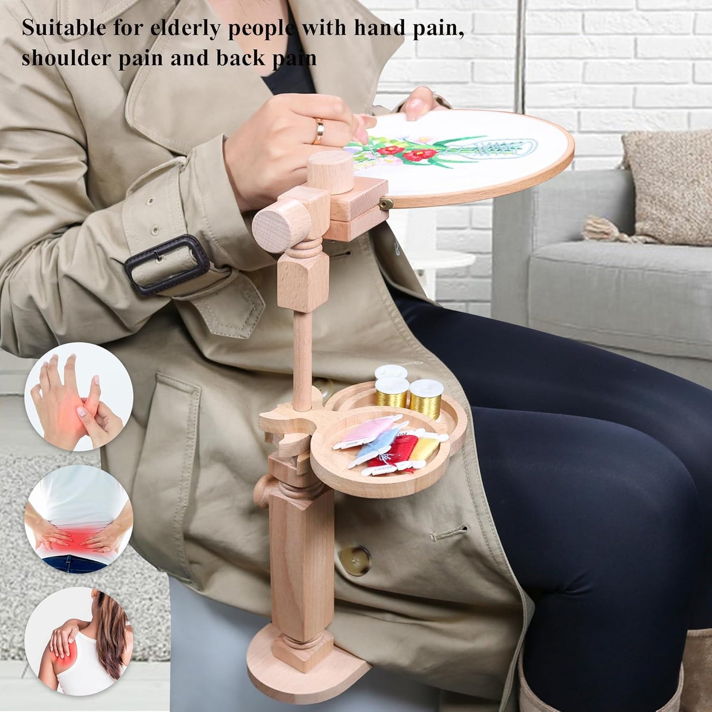 Purilite Select Adjustable Beech Wood Embroidery Hoop Stand