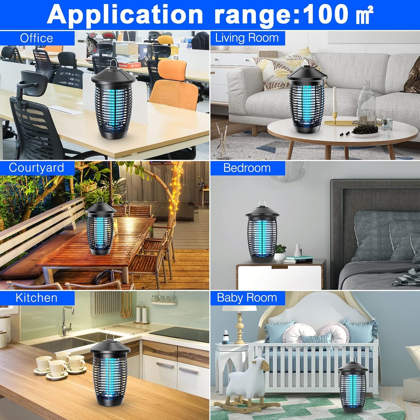 PALONE Bug Zapper Lamp 4500V 20W Light Electric Shock Pest, Electronic Bug Zapper Electric Shock Pest, Plug-in Bulbs Used in Homes,Gardens, Suitable for Indoor and Outdoor Waterproof