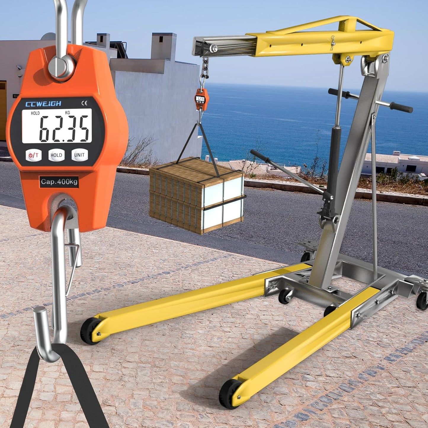Digital Hanging Scale 881 Lb 400 Kg Hanging Digital Scale, Handheld Mini Crane Scale with Hooks for Farm Hunting Fishing Outdoor