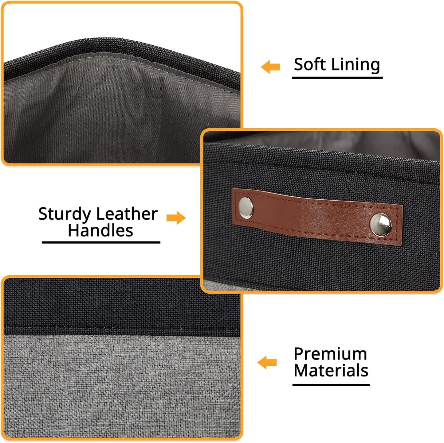 DULLEMELO Storage Baskets for Shelves, Fabric Collapsible Rectangular Storage Bins for Shelves, Closets, Nursery, Home, Office, Empty Gift Baskets (White&Teal)