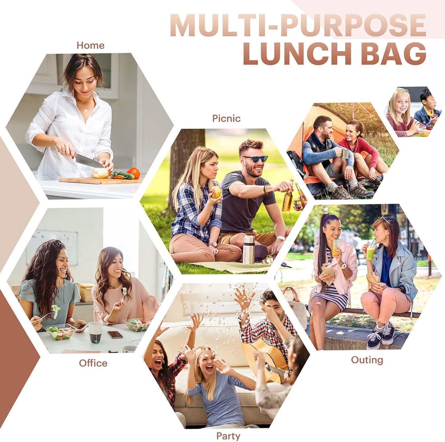 Lunch Bag for Women & Men Adult Insulated Lunch Box, Small Leakproof Cooler Food Lunch Containers Reusable High Capacity Lunch Tote Bags for Work, Travel, Outdoor