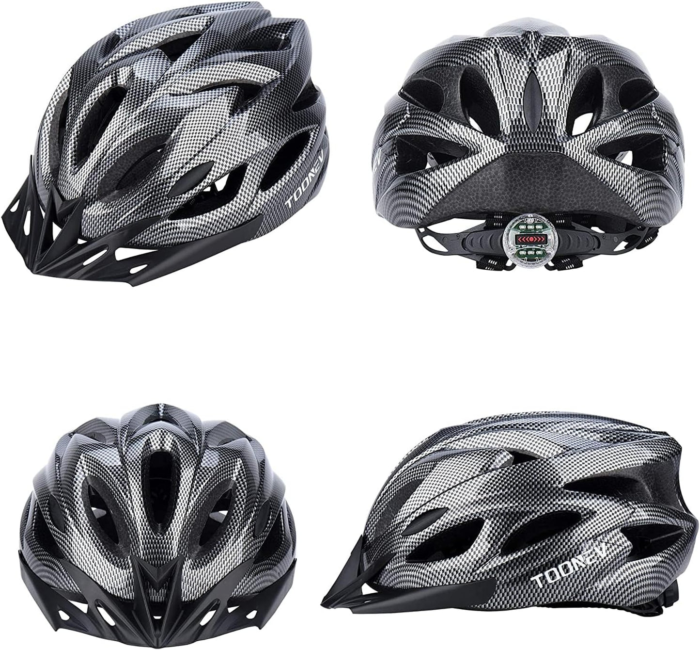 TOONEV Adult Bike Helmet with Safety LED Light,Lightweight Integrally Sport Mountain Bicycle Helmet Adjustable Size 54 to 62CM for Men Women Cycling Helmet