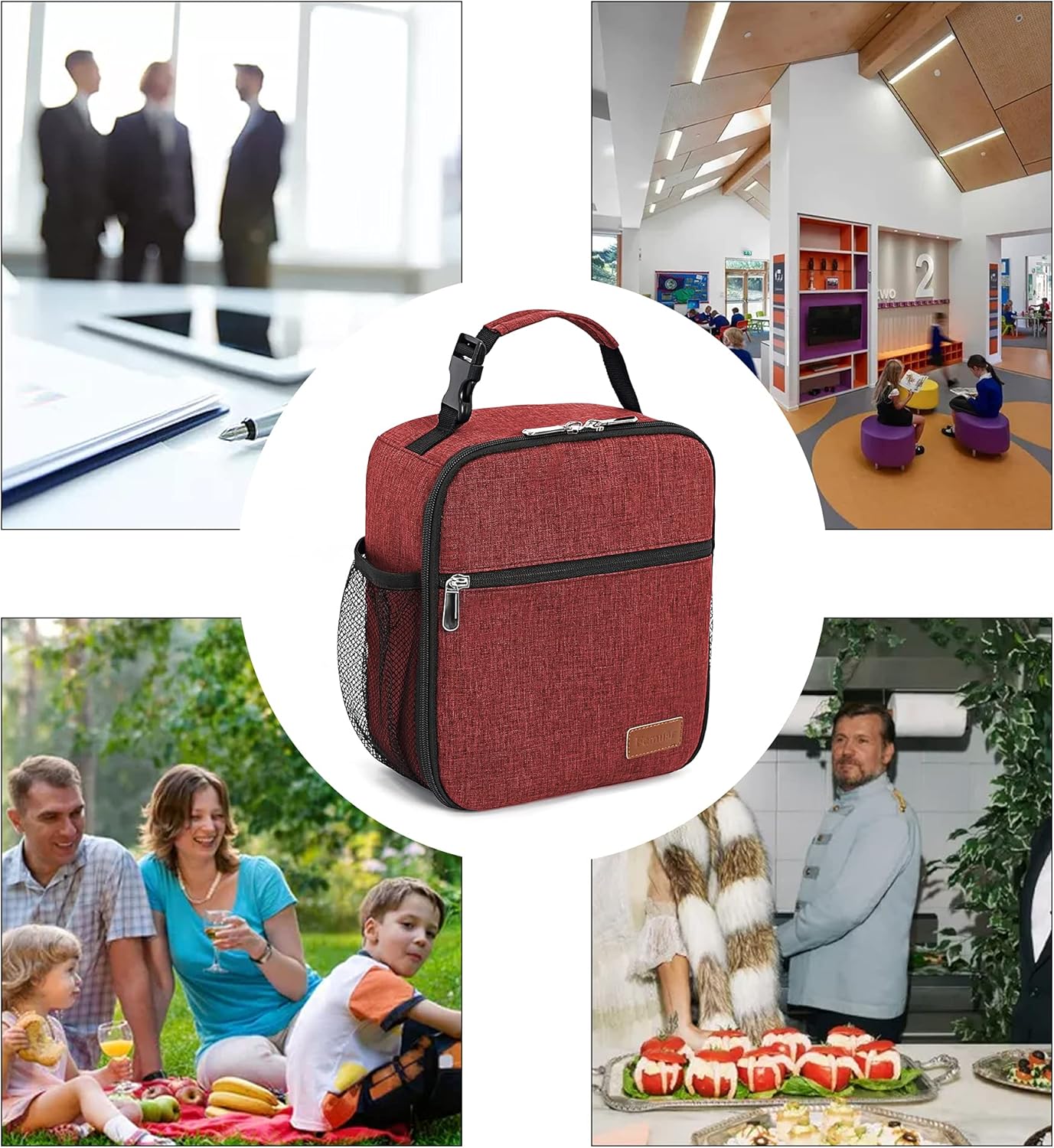 Lunch Box for Men Women Adults Small Lunch Bag for Office Work Picnic - Reusable Portable Lunchbox, Black
