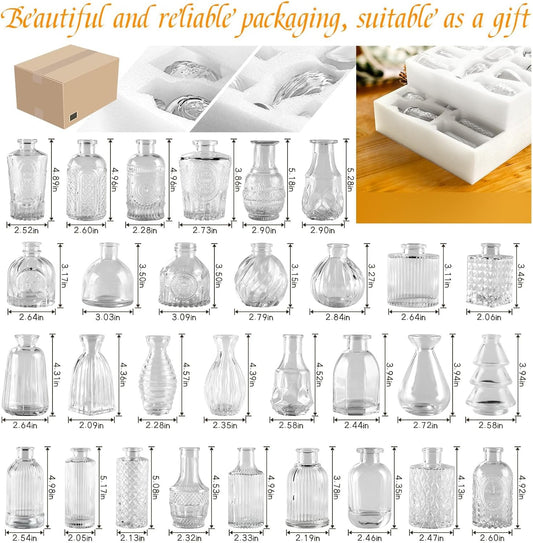 30 Pcs Mini Bud Vases As Wedding Centerpieces for Tables,Clear Bud Vases for Flowers,Small Flower Vases Suitable for Birthday Party,Anniversary,Wedding Reception,Baby Shower - PuriLite